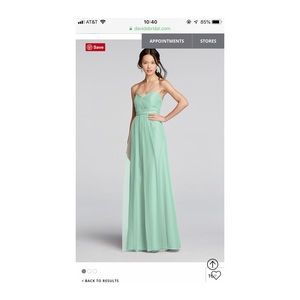 David’s Bridal mint long bridesmaid dress size 10